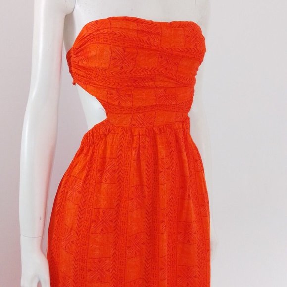 BNWT Free People (XS) Orange Summer Long Party Bandeau Cut-Out Maxi-Dress £98 - Picture 6 of 10